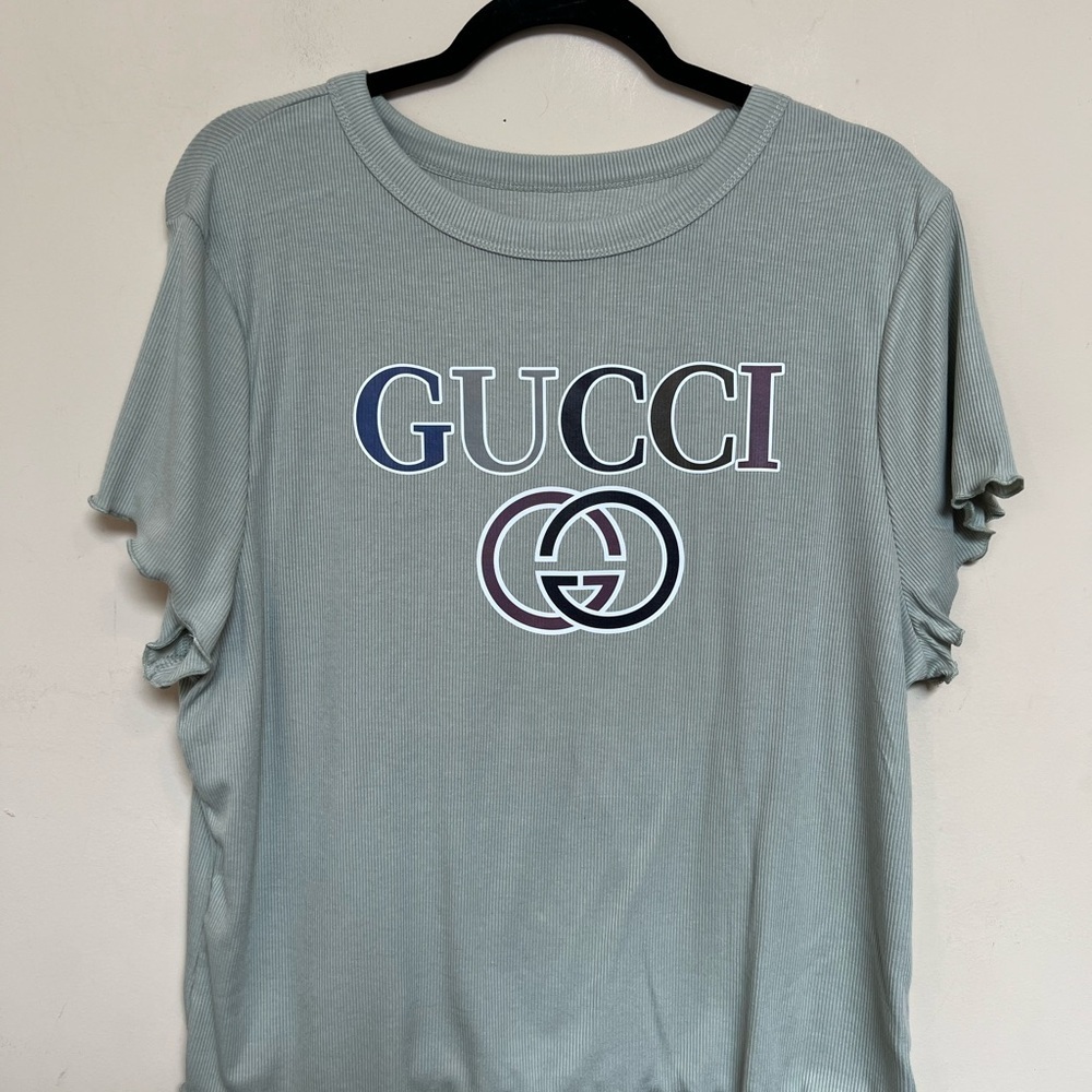 The Spring Shop Fashion Logo T-Shirt in Light Green - Picture 2 of 4